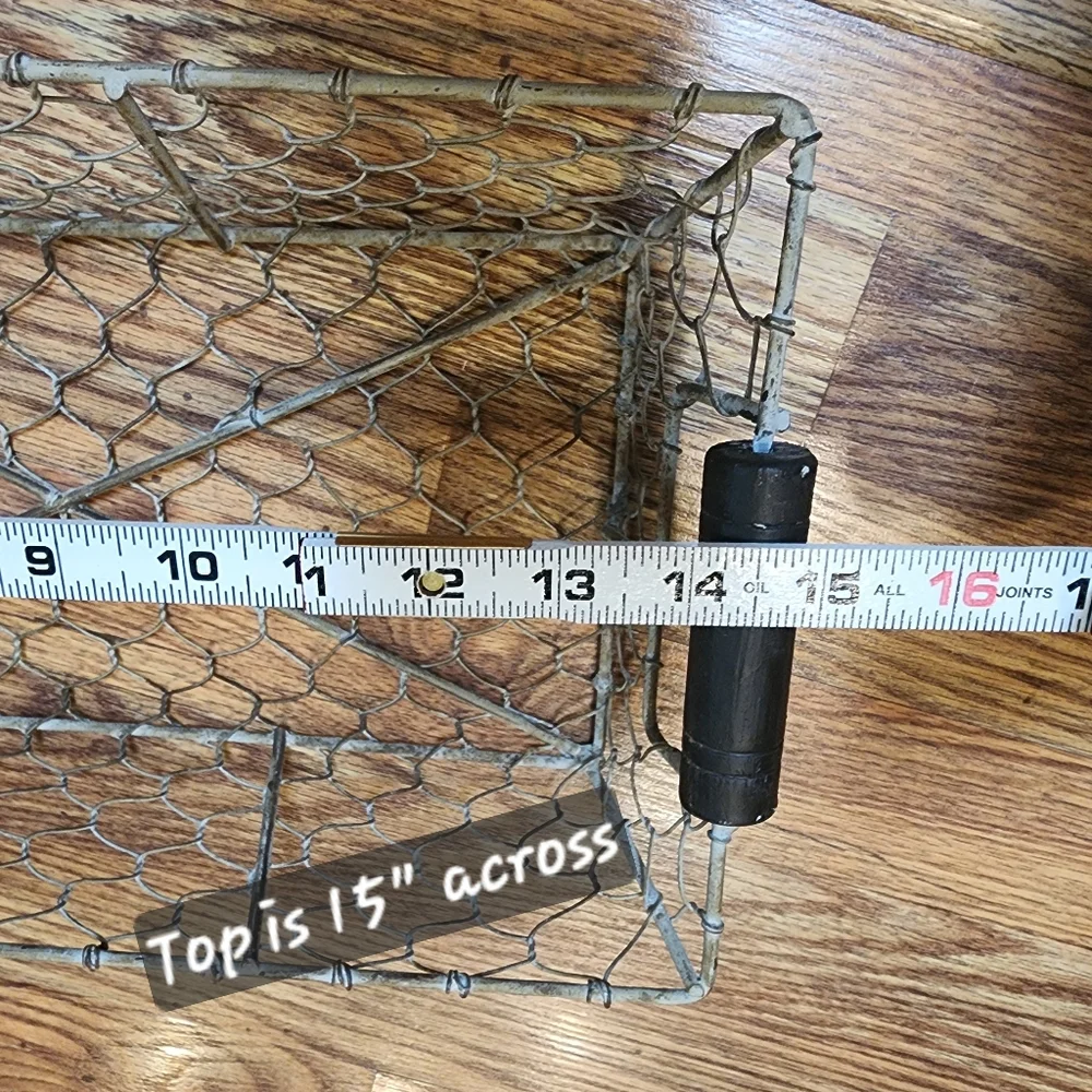 Vintage Chicken Wire Basket with Black Handles